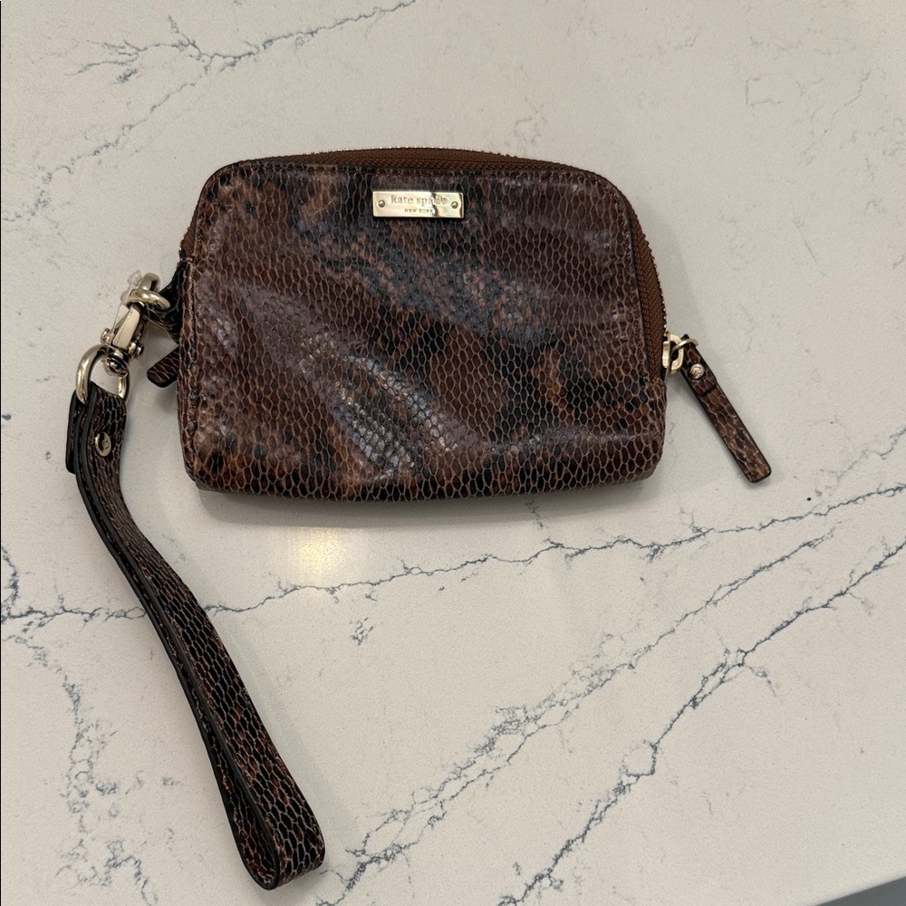 kate spade Brown Snake-Print Wristlet with Detachable Strap